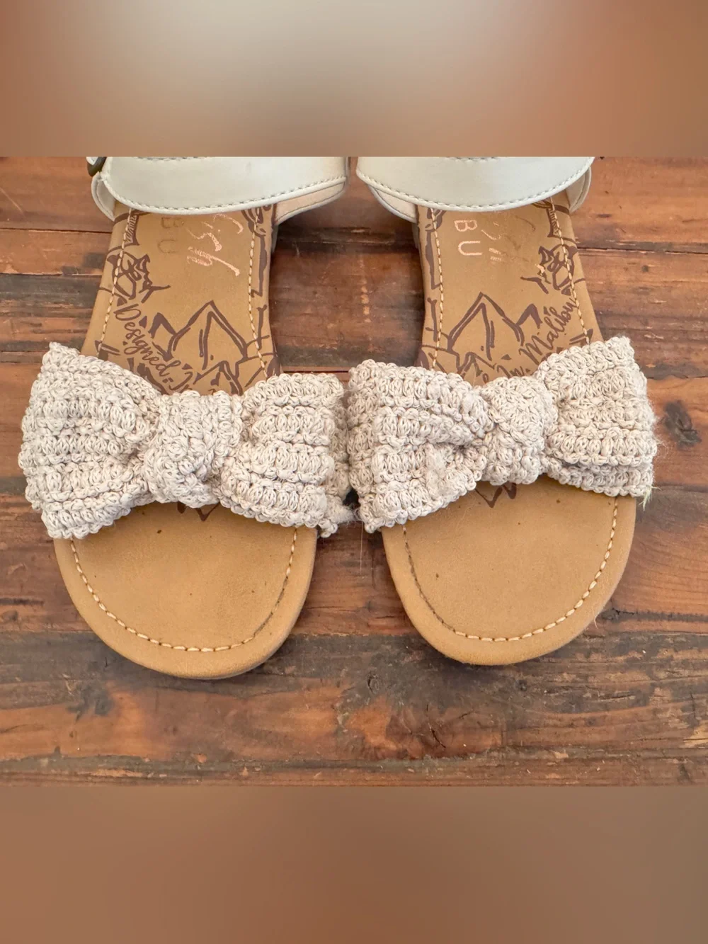 Blowfish Cream Crochet Bow Sandals